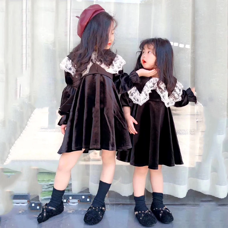 Весенне-осеннее теплое платье для девочек малышей детская винтажная одежда