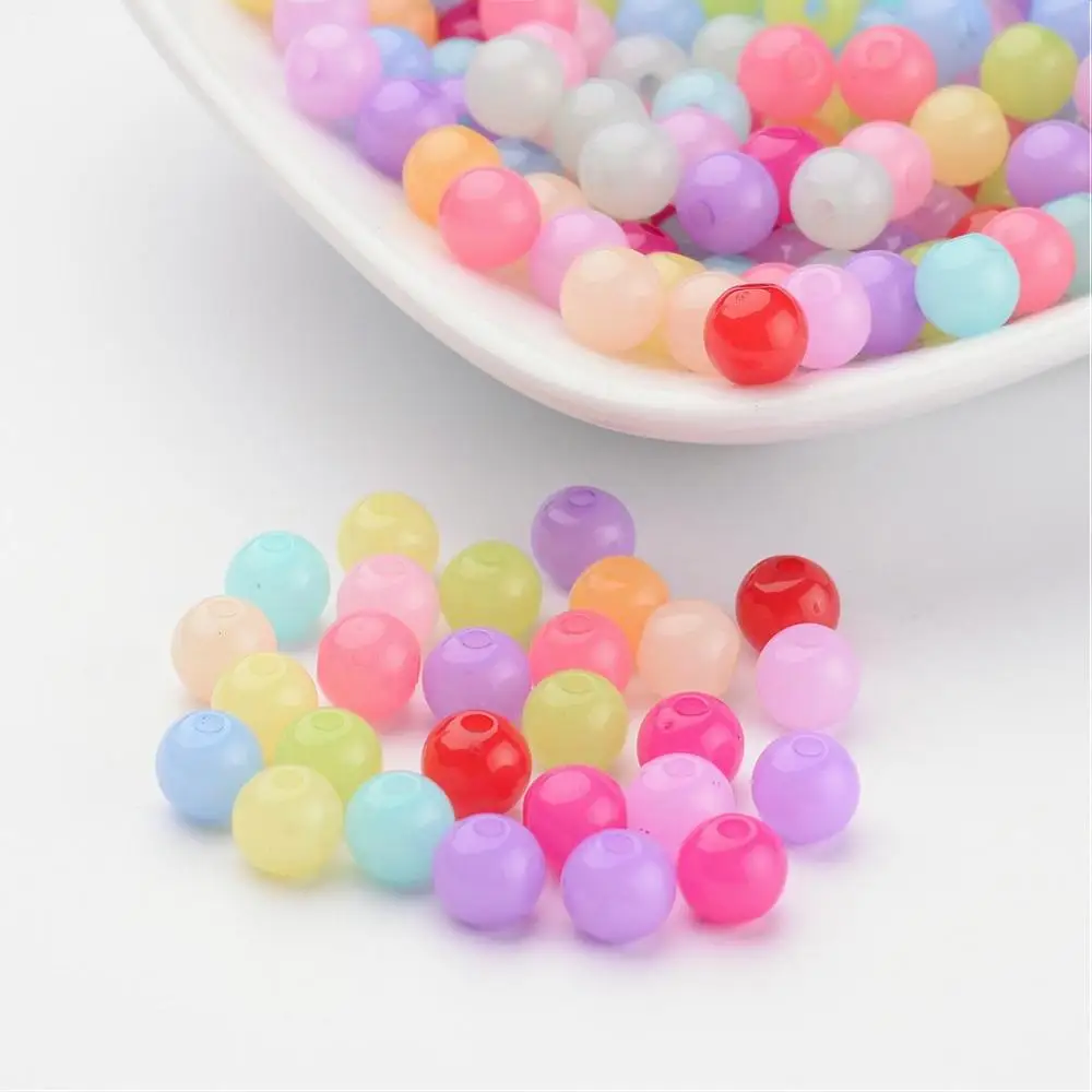 

500g Imitation Jelly Acrylic Beads Round Mixed Color 6mm Hole: 1.5mm about 4220PCS s/500g