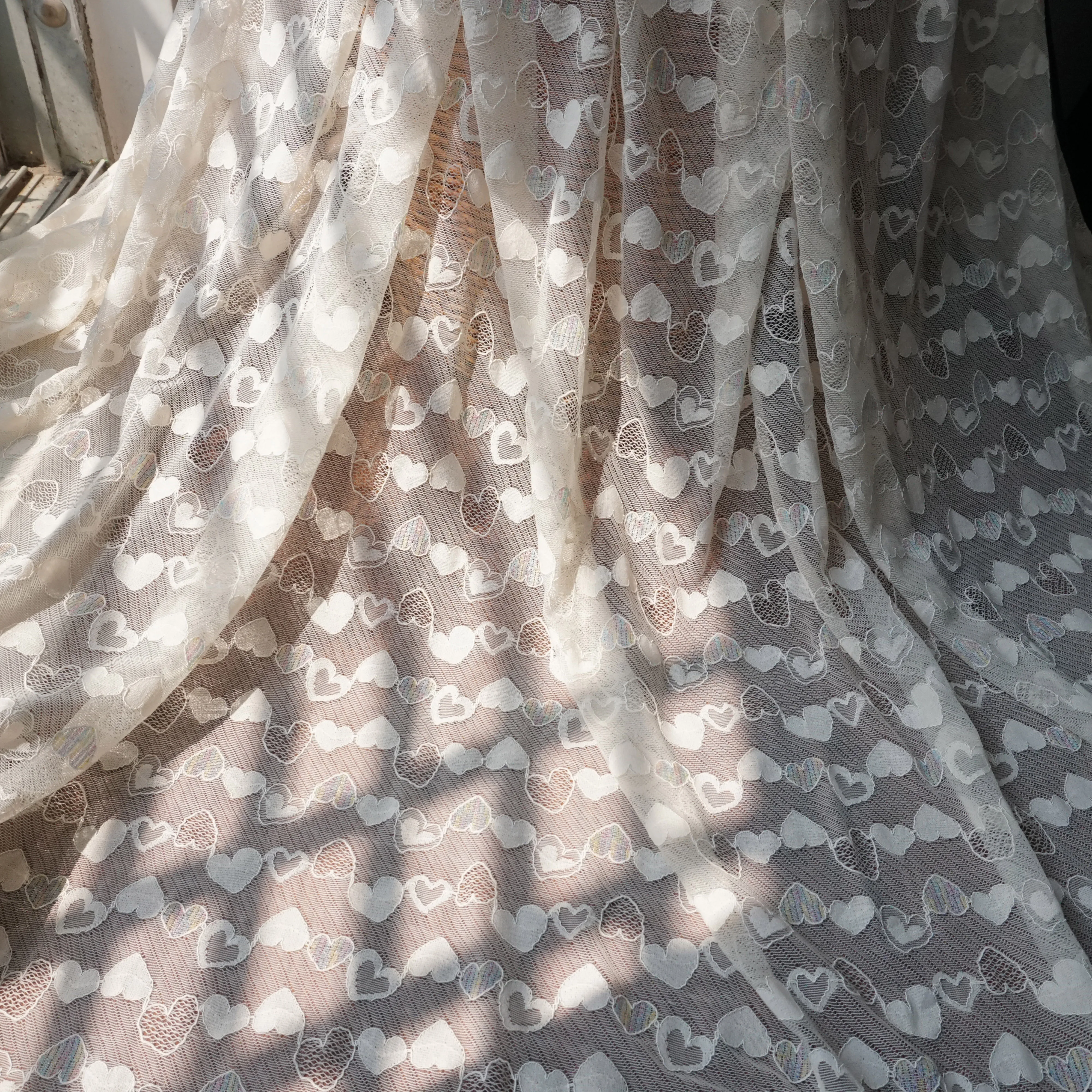 

Sweetheart Beige/Apricot lace fabric 2 yards continuous lace fabric 2019! Lady dress gowns diy clothing lace soft lace