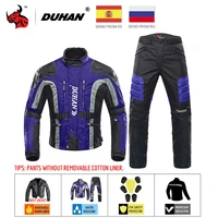 duhan blue motorcycle jacket windproof protective gear moto jacket pants set biker motorbike riding racing suit for 4 season