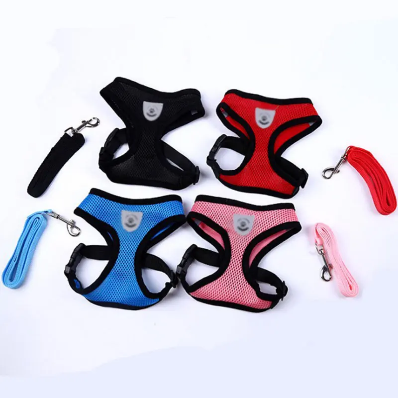 

Breathable Small Dog Pet Harness and Leash Set Puppy Cat Vest Harness Collar For Chihuahua Pug Bulldog Cat