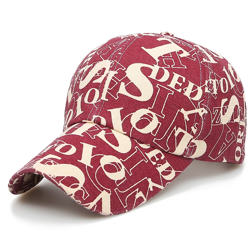 

Summer Trendy Letter Print Baseball Cap For Men Women Navy Red Streetwear Young Hip Hop Caps Snapback Korean Face Hat 2021