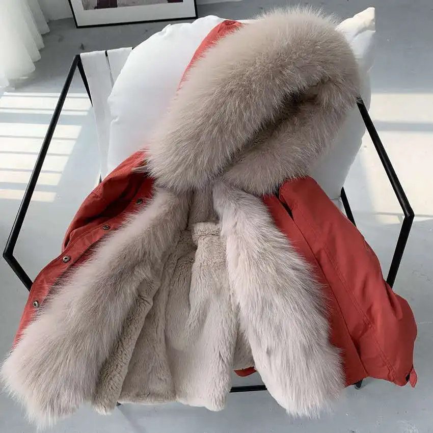

Women 2022 Autumn Winter New Hooded Thick Faux Fur Padded Parkas Female Detachable Warm Coat Ladies Casual Loose Outerwear G36
