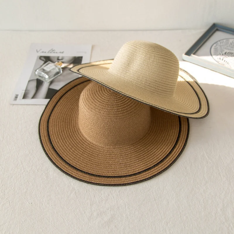

2021 Summer Bow Sun Hat Wide Brim Floppy Summer Hats For Women Beach Panama Straw Hat