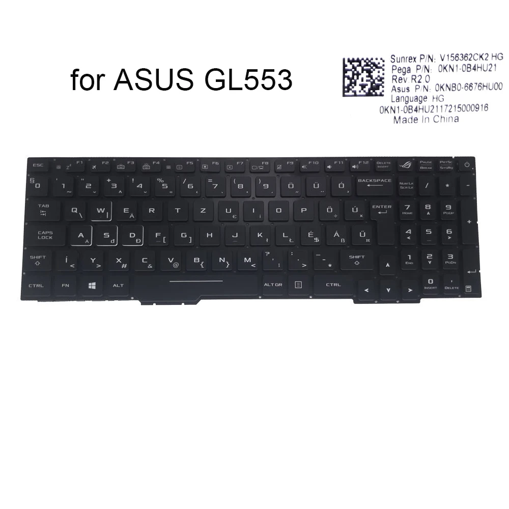 

New Hungary backlight Keyboard For ASUS Rog Strix GL553VE GL553VD GL553VW GL553 HU gaming laptops Keyboard light 0KN1 0B4TU21