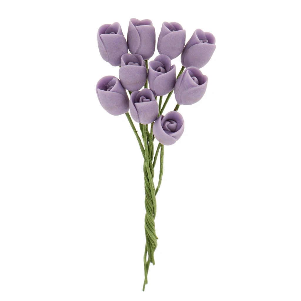 1:12 мини фиолетовые глиняные тюльпаны цветы для кукольного домика миниатюрные