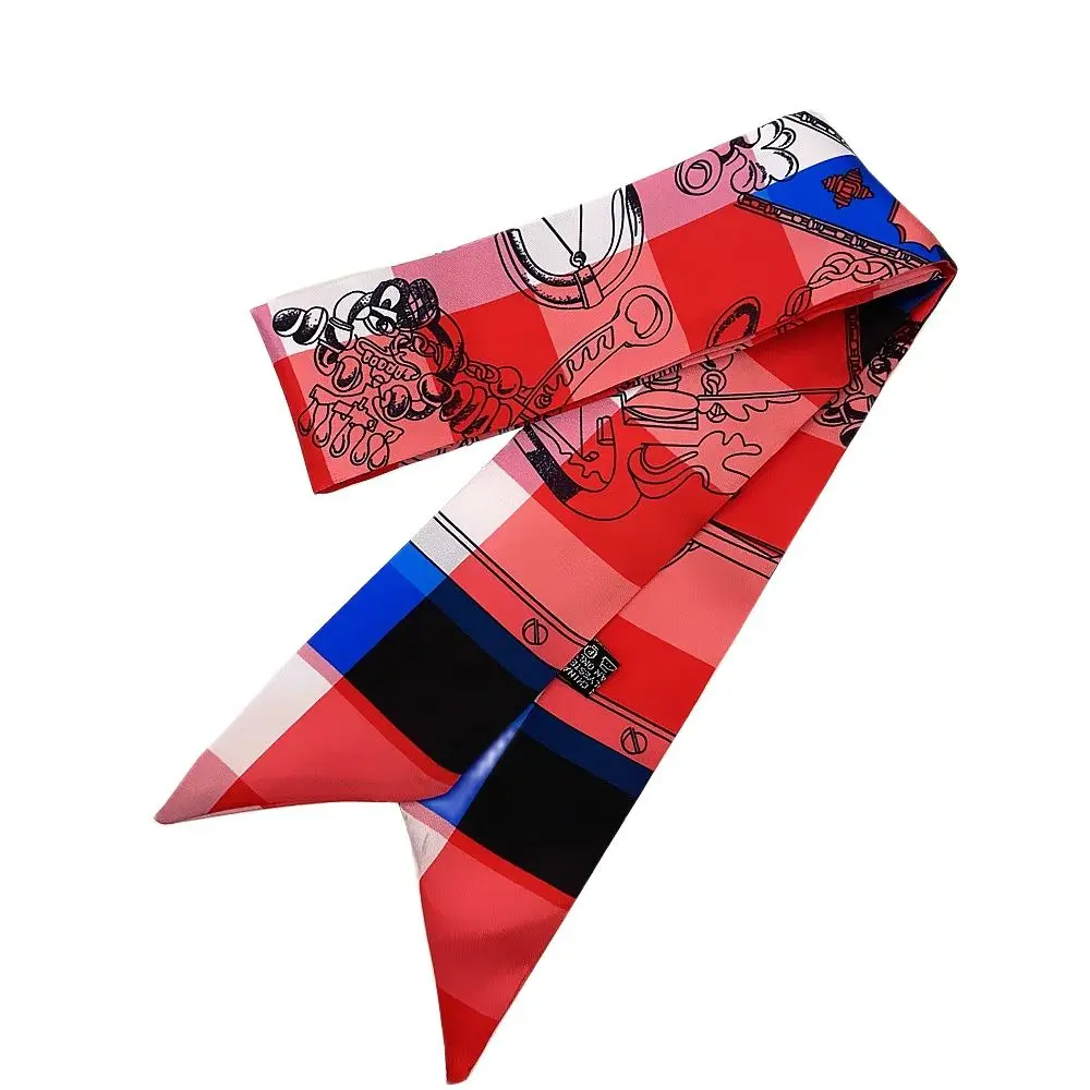 

New Design Printed Bag Strap Scarf Women Silk Scarf Brand Bag Ribbons Fashion Head Small Long Skinny Scarves Headband