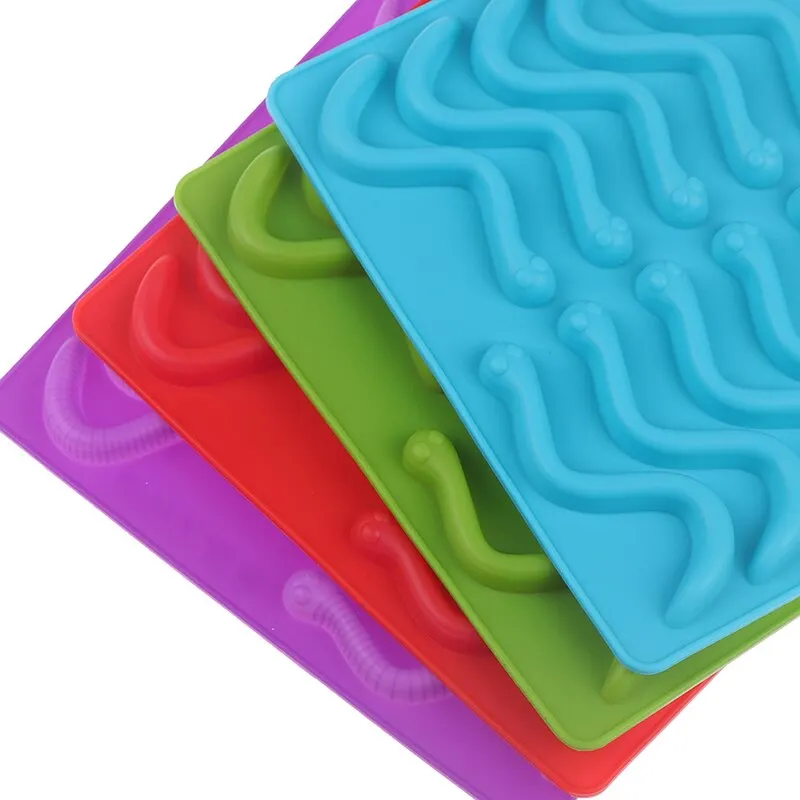 

20 Cavity Silicone Gummy Snake Worms Chocolate Mold Sugar Candy Jelly Molds Ice Tube Tray Mold Cake Decorating Tools