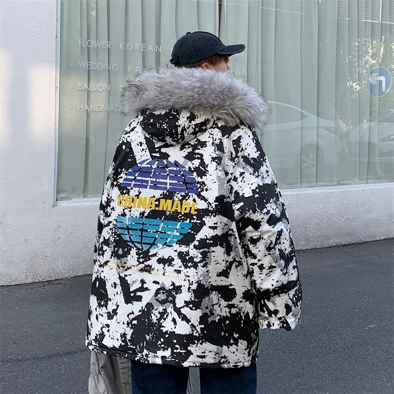 Мужские камуфляжные парки больших размеров с меховым воротником и капюшоном