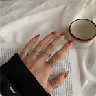 Кольца на палец в стиле панк, 6 шт.компл., изысканные модные геометрические металлические кольца серебряного цвета для женщин и девушек, ювелирные изделия для вечеринок, 2021, бижутерия для женщин