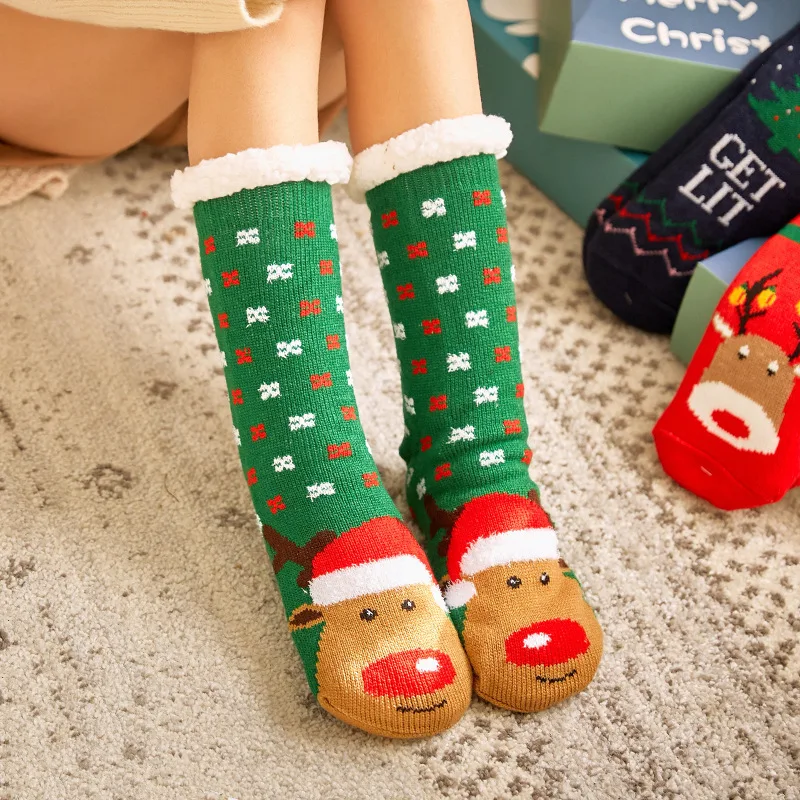 Cute Elk Cartoon Ladies Socks Winter Thick Warm Floor Socks Soft Breathable Sleep Socks New Year Exquisite Gift Christmas Sock
