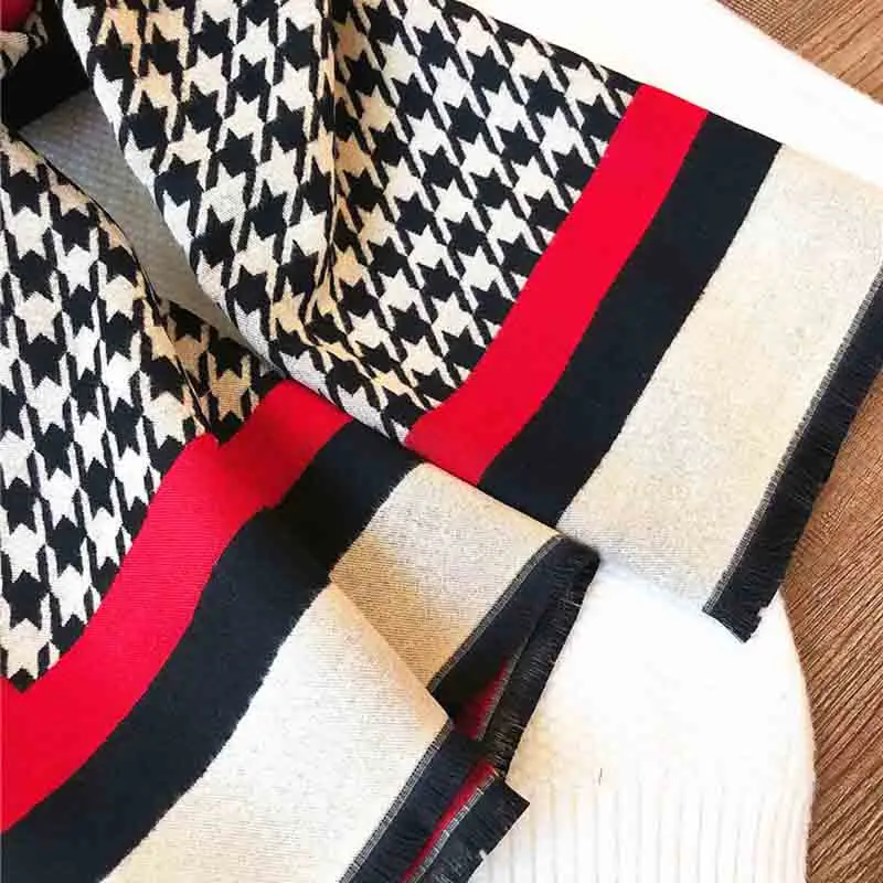 Утолщение Хаундстут зимние шарфы и шали для женщин согревают Личность Стиль