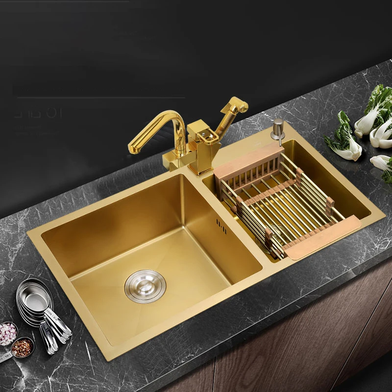 

Soap Dispensor Kitchen Sink Gold Small Stainless Steel Vegetables Drain Sinks Bathroom Gold Cocina Accesorio Home Improvement YQ