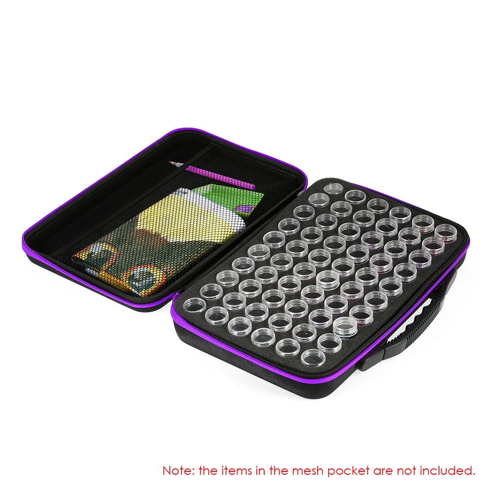 

Jewelry accessories Storage Diamond Painting Box Shockproof Drop-proof Double-Zipper Embroidery Rhinestones Storage 60-Bottles