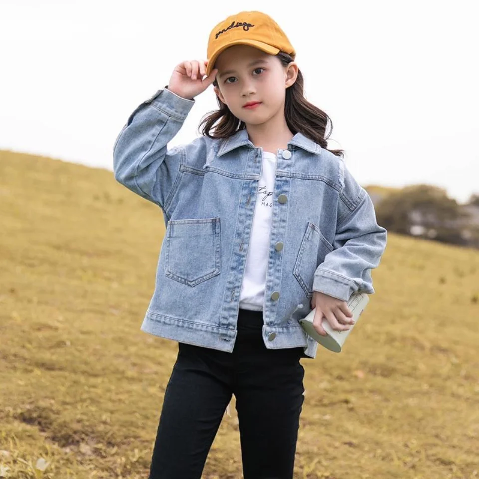 New Fashion 2021 Spring Autumn Toddler Girl Denim Jacket Coats Cute Casual Outwear Kids Clothes Girls 8 to 12 Kid Coat | Детская одежда
