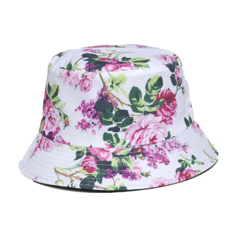 

2021 four seasons Cotton Flower Print Bucket Hat Fisherman Hat Outdoor Travel Hat Sun Cap for Men and Women 451