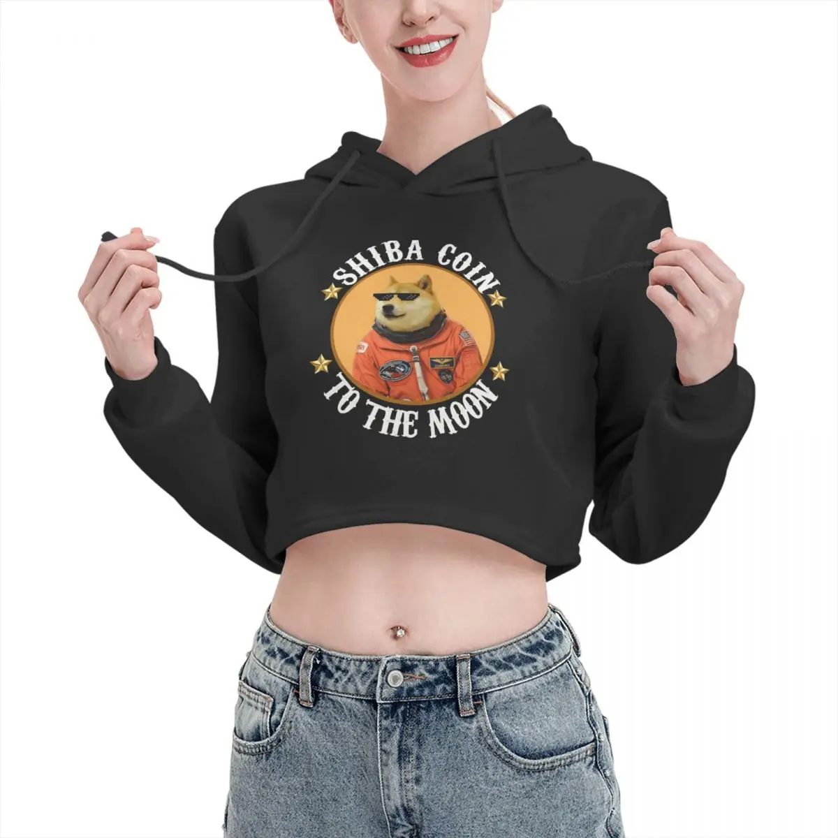 

Open navel Cat Ear Hoodie Sweater Shib Coin Cool Men's Moon Astronaut Meme Crypto Doggy With hood Graphic cute Dogcoin Hoodie