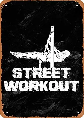 

Metal Sign - Street Strength Athlete Street Workout Frontlever - 8 x 12 Vintage Look Tin Plate