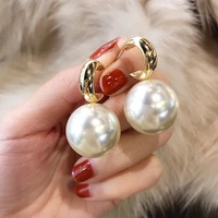 2022 korean new design fashion jewelry big pearl earrings luxury pearl party earrings women gifts