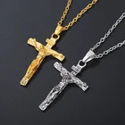 Винтажное ожерелье с крестом Иисуса для мужчин и женщин, подвеска из нержавеющей стали с распятием, звеньевая цепь, Ювелирное Украшение