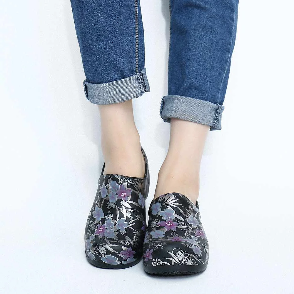 

SOCOFY Floral Lightweight Floral Slip-on Waterproof Non-slip Garden Working Shoes Nursing Shoes Daily Women's Slippers