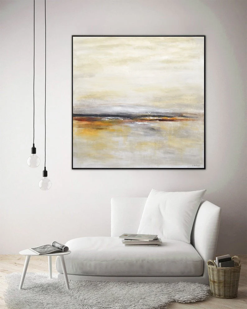 

Large Wall Art Canvas Painting Abstract Painting Landscape Artwork Modern Oil Painting Fine Art Horizon Handmade Painting