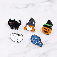 hip hop halloween enamel pin cartoon fun mummy witch pumpkin head ghost cat brooch student backpack lapel badge pin jewelry