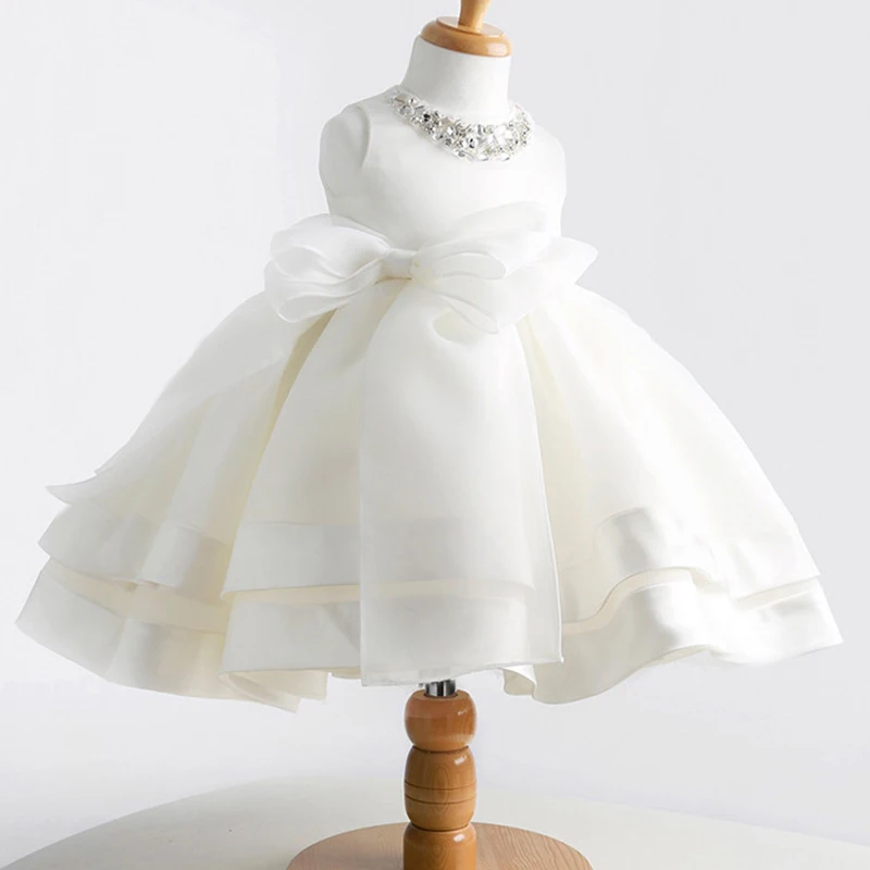 Платье для крещения малышей Блестки из бисера крестильные наряды белое платье