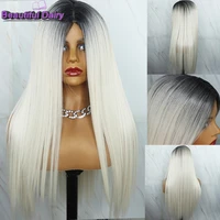 beautiful diary silky straight blonde wigs ombre synthetic hair wigs for black women gluesless synthetic wigs ombre grey wig