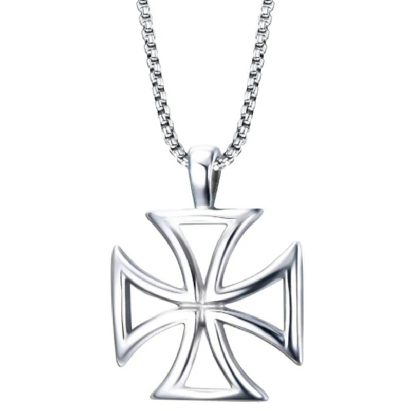 Vintage Hollow Knights Templar Cross Pendant Necklace for Men Boy Maltese Iron Fashion Male Jewelry | Украшения и аксессуары