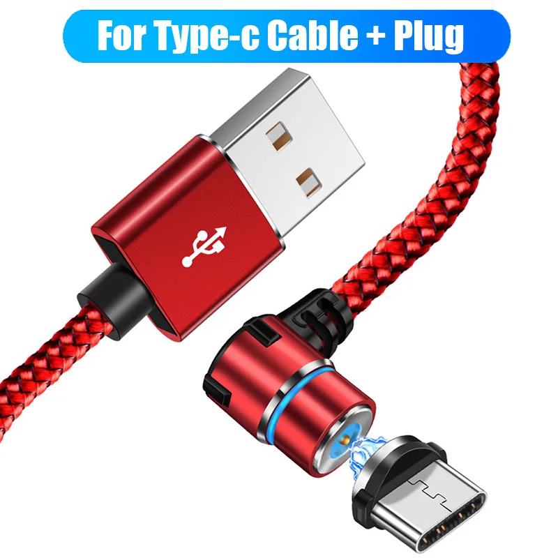 Robotsky Micro usb type C кабель 90 градусов быстрая зарядка магнит зарядное устройство кабели для Samsung huawei для мобильного телефона Магнитный зарядка - Цвет: red for type c