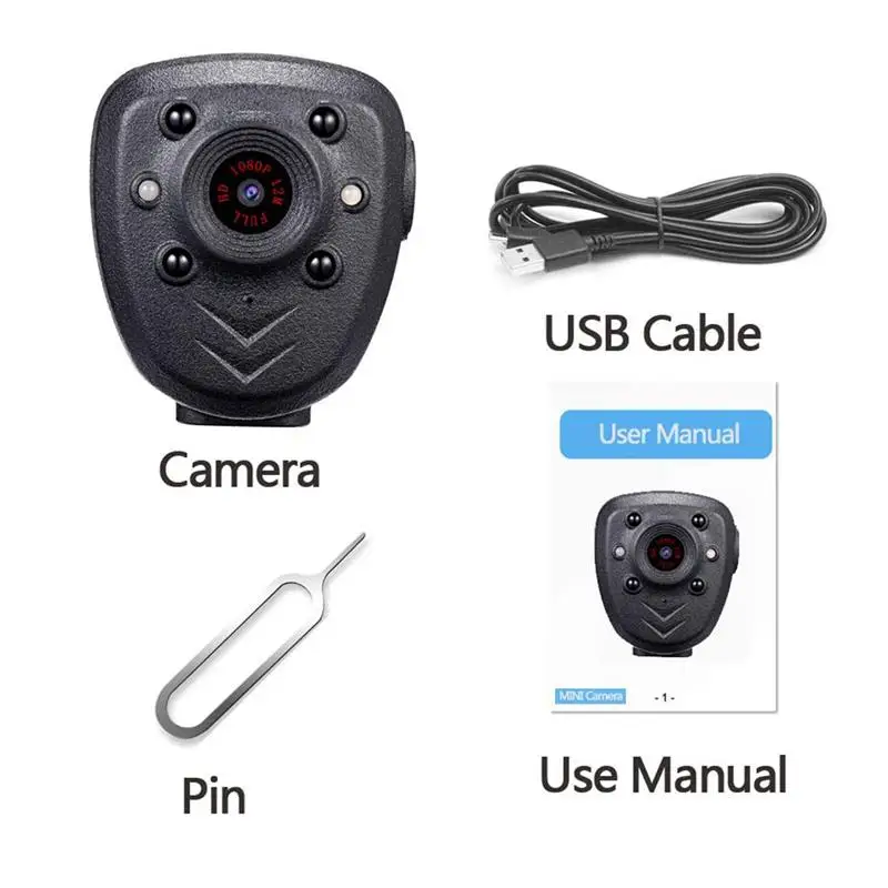 

Mini HD HD1080P camera recorder, wearable built-in infrared night vision camera, built-in 16GB memory card, night vision