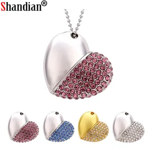 Мини-флеш-накопитель SHANDIAN, с серебристым цилиндром и цепочкой, 16 ГБ, 32 ГБ, 8 ГБ, 64 ГБ, USB 2,0