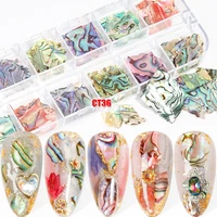 12 gridsset combined nail glitter color changing abalone slices holographic hexagon sequin nail art decoration manicure set