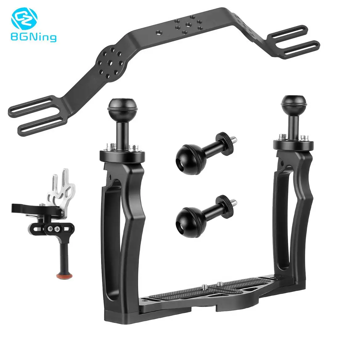 

Dual Handheld Tray Bracket with Clip Screw Adapter Top Handle Shutter Extension Sports Camera DSLR Diving Underwater Photography