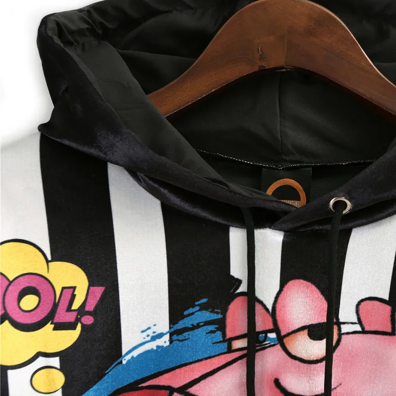 

Spring Autumn Hoodies women clothes Gold velvet Sweatshirt Lady Cartoon print Pullovers female Oversized Streetwear Hip hop tops