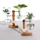 Гидропонная фотография Terrarium винтажный цветочный горшок прозрачная ваза деревянная рамка стеклянные настольные растения домашний бонсай Декор