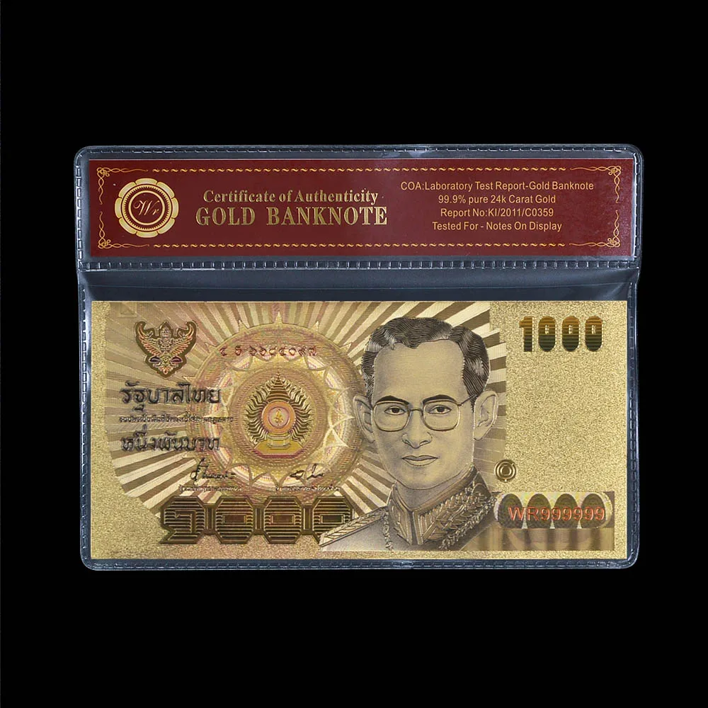 WR Thailand 24K Золотая фольга банкнот альбом для 1000 фальшивых коллекция денег бизнеса
