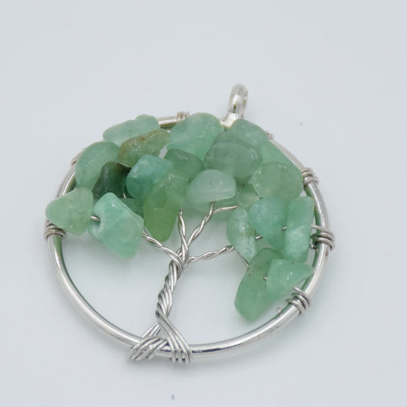Ожерелье Древо Жизни Кулон серебряный цвет натуральный драгоценный камень