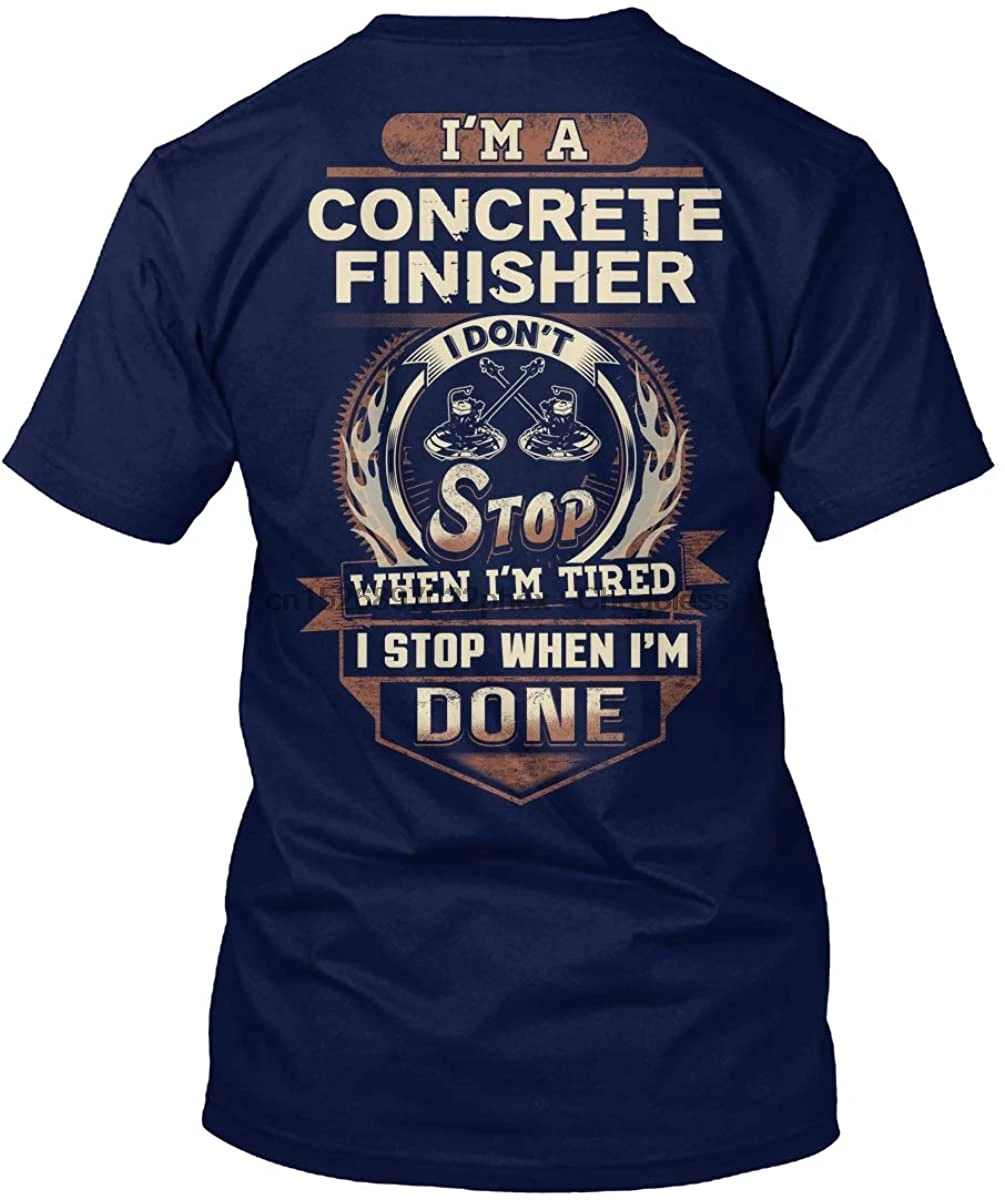 Футболка для бетонной отделки я останавливаюсь когда готово футболка мужчин |