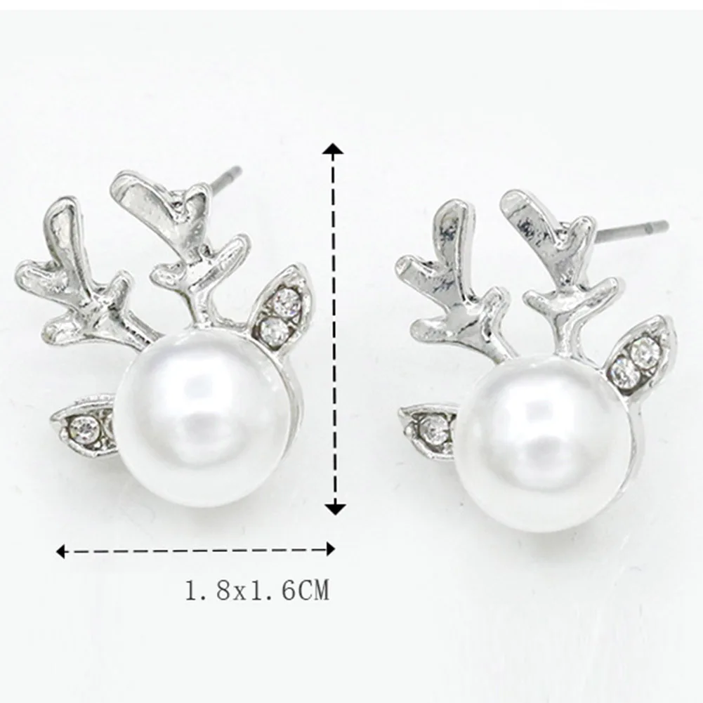 

1 Pairs New Elegant Hot Sale Xmas Fashion Christmas Pearl Deer Earrings Ear Stud Fashion Jewelry Gift for Women and Girl
