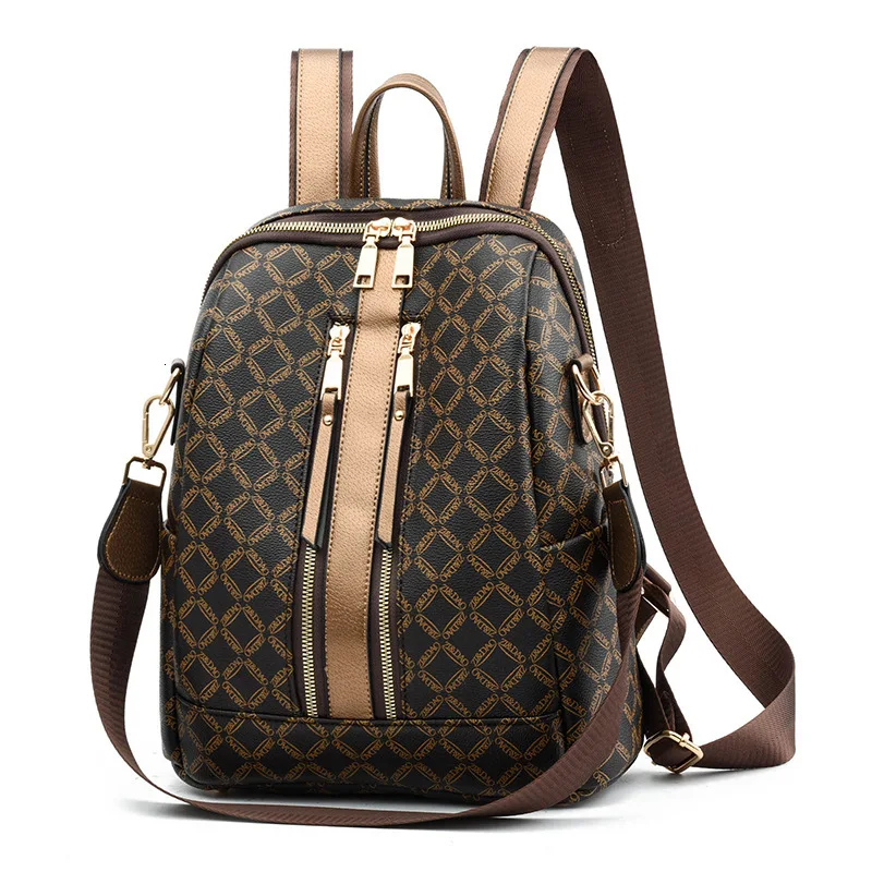 2019 женские кожаные рюкзаки в винтажном стиле для девочек с принтом роскошная