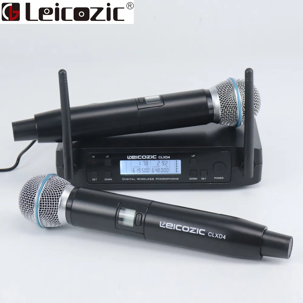 Leicozic 600 МГц 2x100CH профессиональный микрофон для караоке Беспроводная система GLDX4D ручной беспроводной микрофон Система Microfono uhf
