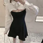 Женская хлопковая кружевная рубашка с оборками, короткая белая рубашка с длинным рукавом, в европейском и американском стиле