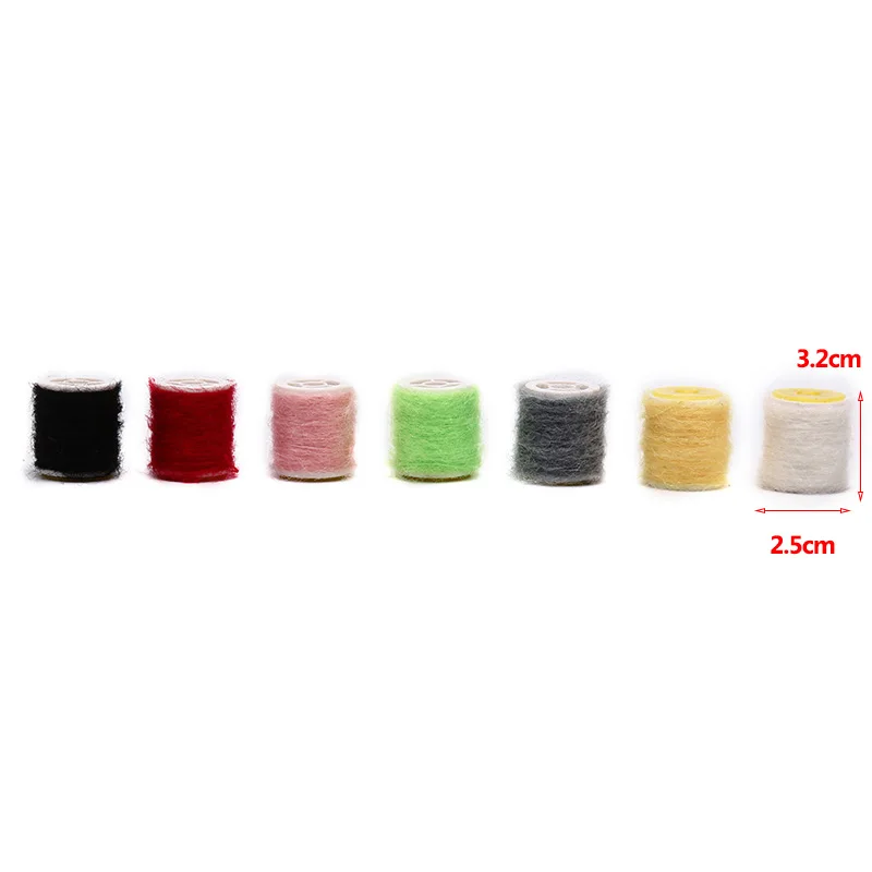

7 Colors Leech Mohair Yarn Long Angora Hair Twisted Fly Tying Yarn Caddis Hairy Nymph Body Tying Materials