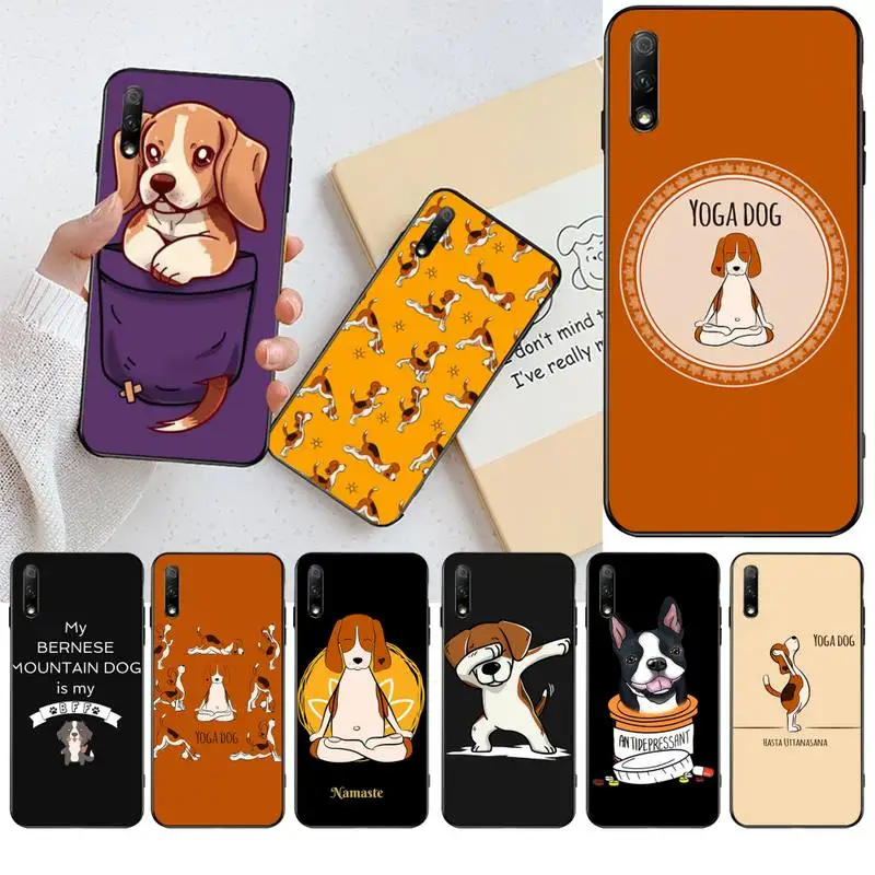 

YJZFDYRM Funny Cartoon Yoga Beagle Dog Shell Phone Case for Huawei Honor 30 20 10 9 8 8x 8c v30 Lite view pro