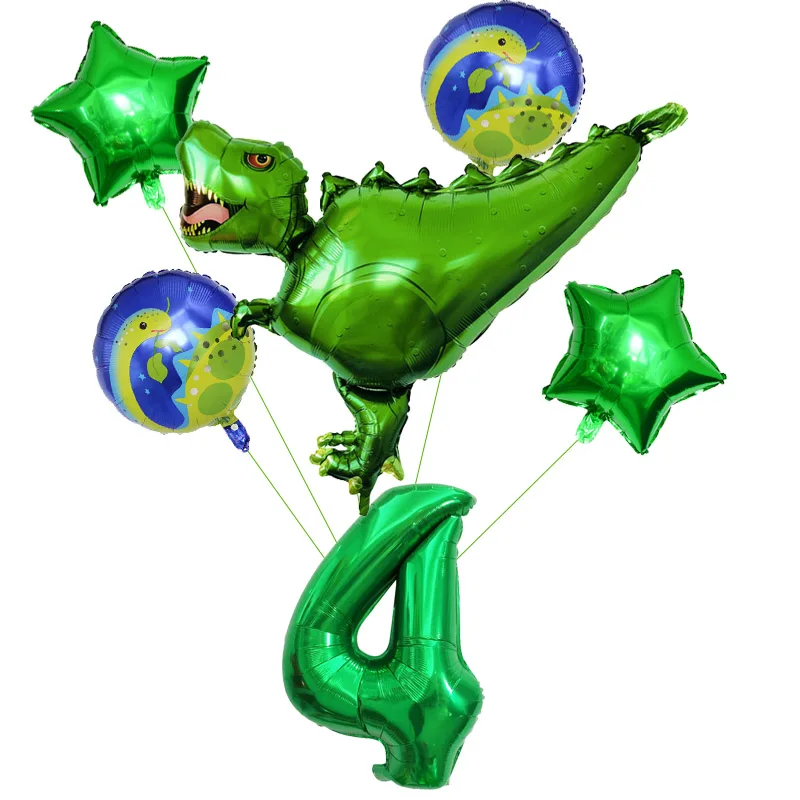 6pcs Green 4 years Фольга динозавр шары динозавров вечерние Happy День рождения украшения для детей из фильма «Парк Юрского периода»; украшения в виде животных воздушные шарики, детские игрушки - Цвет: 6pcs Green 4 years