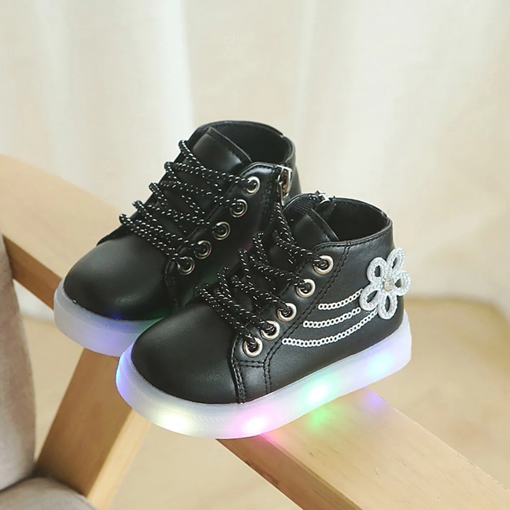 Детская обувь для маленьких девочек цветочный светодиодный светильник