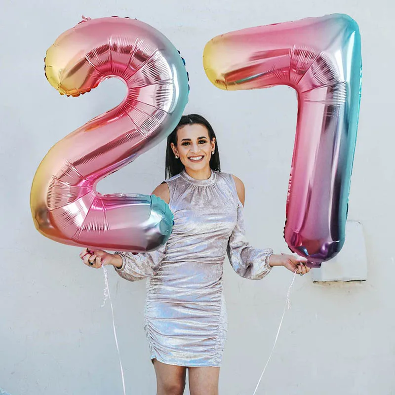 16/32/40 дюймов радужные цифры воздушные шары украшения для дня рождения свадьбы
