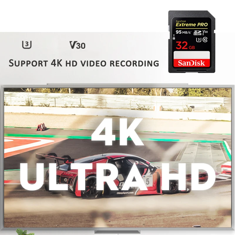 SanDisk Оригинальная карта памяти 32 ГБ SD-карта 64 128 256 SDXC Extreme PRO 170 МБ/с./с